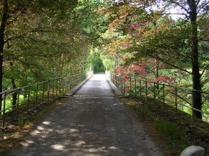 Privatwegbrücke mit Holzbelag
